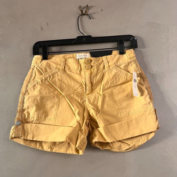 ANTHROPOLOGIE Yellow Rolled Utility Shorts - Picture 6 of 7